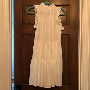 White ruffle sleeveless dress